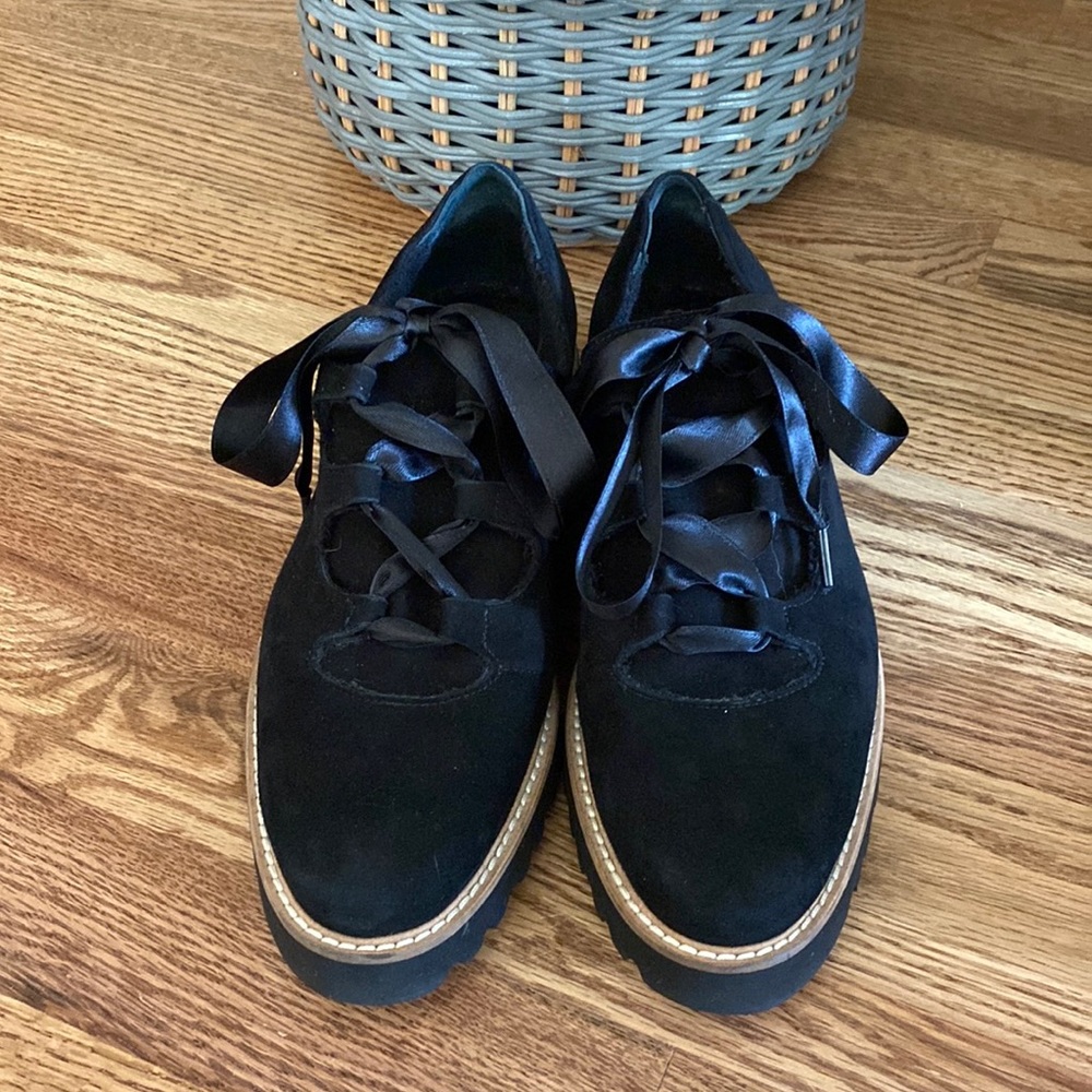 Ron White Black Suede Lace Up Shoe Sz 37